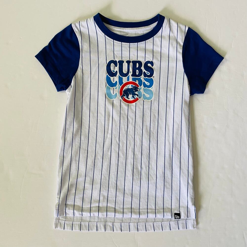 New Era | Chicago Cubs Girls Sparkle Pinstripe T-shirt EUC 7-8